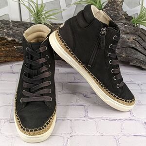 UGG Gradie Black Nubuck Lace Up High Top Trainer Sneakers Ankle Boots
